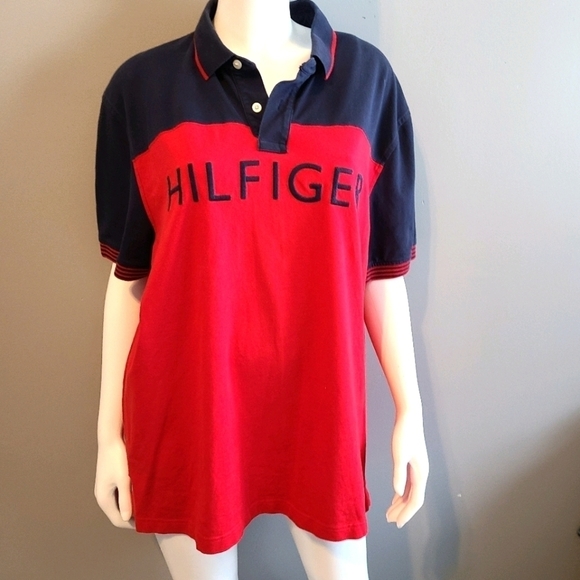 Tommy Hilfiger Red and Blue  Polo sz XL - Picture 4 of 9